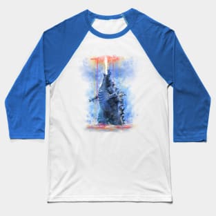 Watercolor Godzilla Baseball T-Shirt